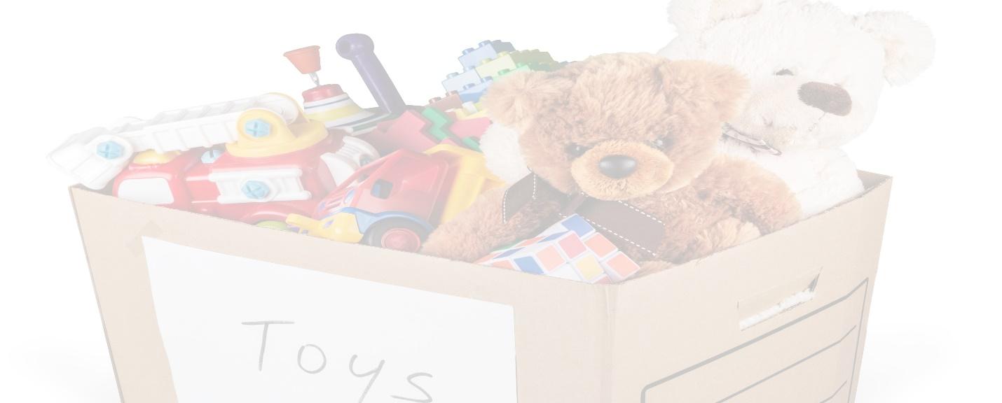 Colorful wrapped gifts and toys arranged for BLH's Annual Toy Drive donation event.